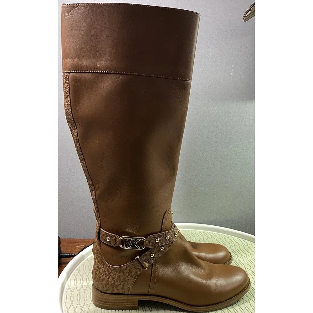 MICHAEL KORS Women's Leather Kincaid Brown Tall Riding Boot Sz. 7 M EUC $225MSP